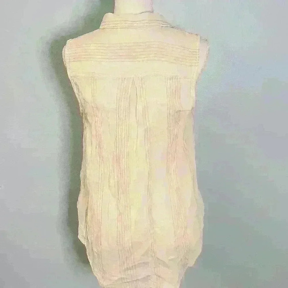 Women's lightweight sleeveless striped button-down top size M - Picture 6 of 8